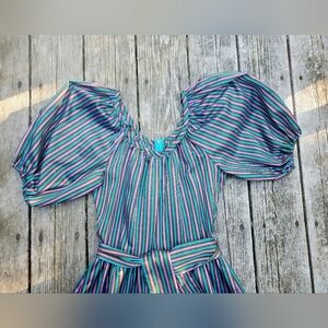 new wave party dress • vintage 1980s • puff sleeve high sheen • visionz californ